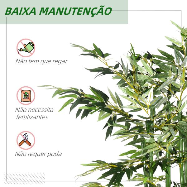 Planta Artificial em Vaso de Madeira de Pinho 180cm Bambu Artificial com 1640 Folhas Realistas 35x10x180 cm Verde