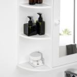 Armário de Casa de Banho com Espelho, Armário de Parede com Porta, Prateleiras Abertas, Móvel Suspenso para Cozinha, Sala, 66x17x63 cm, Branco