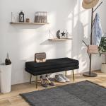 Baú de Arrumação para Quarto 39 L em Veludo com Pés de Aço 100x37,5x42 cm Preto