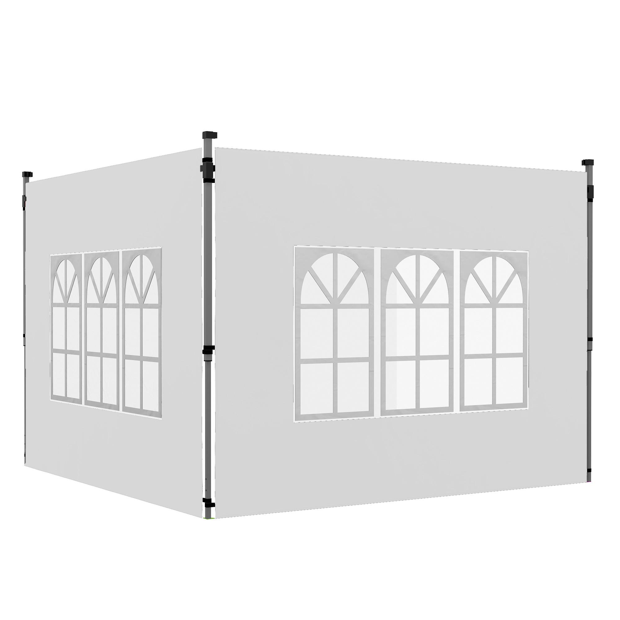 2 Paredes Laterais para Tenda de 3x3 / 3x4 m 295x195 cm Parede de Substituição de Tecido Oxford para Tendas Dobráveis Branco