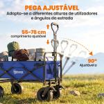 Carrinho de Transporte Dobrável para Jardim com Guiador Telescópico Capacidade 100 kg 99x57x77 - 100 cm Azul Escuro