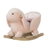 Baloiço Infantil com Forma de Coelho de Pelúcia Baloiço para Bebés 18 - 36 Meses com Som Cinto de Segurança Guidão e Apoio para os Pés 60x33x50cm Rosa