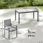 Conjunto de Mesa e Cadeiras de Jardim de 7 Peças Móveis de Jardim para Exterior com Mesa de Plástico PSPC 6 Cadeiras Empilháveis Cinza Escuro