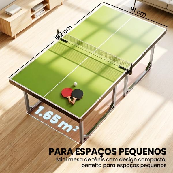 Mesa de Ping Pong Dobrável Mesa de Ping Pong Profissional com Rede e Estrutura de Aço 182x91x76 cm Verde