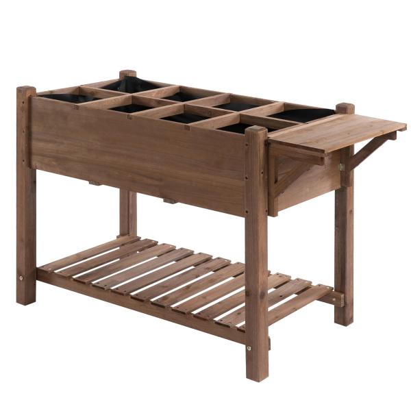 Horta Vertical com Prateleira Horta Elevada de Madeira Maciça para Cultivo de Flores Verduras Ervas 123x54x74cm Marrom