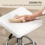 Banco Giratório com Rodas Altura Regulável 50 - 66 cm Assento Estofado em Imitação de Couro 34x34x50 - 66 cm Branco