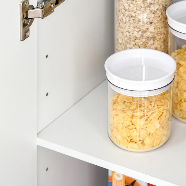 Armário de Arrumação Armário Multiusos com 5 Prateleiras Ajustáveis Móvel Auxiliar para Cozinha Sala Dormitório 59x31x155 cm Branco