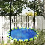 Baloiço para Crianças Redondo Baloiço de Jardim Infantil Ajustável Impermeável Carga 150kg Ø100x180 cm Preto e Azul