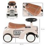 Carro Andador para Bebé de 12 a 36 Meses com Buzina Compartimento de Armazenamento e Volante 58x27x35 cm Creme