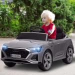 Carro Elétrico para Crianças Carro Audi Q8 Etron Sportback Infantil 12V Faróis Buzina e Música 98x49,5x43 cm Cinza
