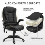 Cadeira para Secretaria c/ 6 Pontos de Massagem Reclinável até 130° com Aquecimento Preto