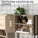 Móvel sobre Sanita com 2 Portas Prateleira Ajustável Prateleira Aberta Estante de Casa de Banho 64x19x178 cm Madeira