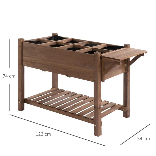Horta Vertical com Prateleira Horta Elevada de Madeira Maciça para Cultivo de Flores Verduras Ervas 123x54x74cm Marrom