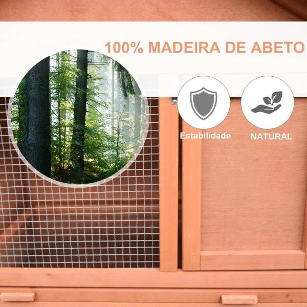 Casa para Coelhos de Madeira Coelheira para Exterior Teto de Tela de Asfáltica 144x64,5x100 cm Madeira