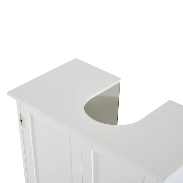 Móvel para Lavatório Pousar Armário Casa de Banho de Armazenamento com 2 Portas e Prateleira Interior Ajustável Moderno 60x30x60 cm Branco