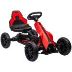 Kart a Pedais para Crianças com Assento Ajustável em 4 Posições, Travão de Mão e Rodas de EVA 100x58x58,5 cm Vermelho