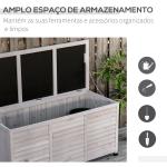 Baú de Armazenamento Baú de Madeira de Jardim com Tampa Abatível e Desenho de Persiana 127x56x60 cm Cinzento