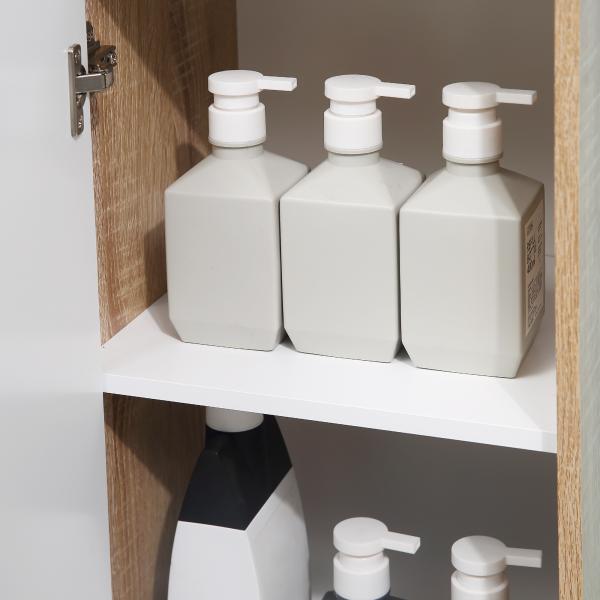 Armário Casa de Banho Baixo Armário de Madeira com Gavetas e 2 Prateleiras para Sala de Estar Dormitório Cozinha 32,6x30x90cm Natural e Branco