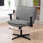 Cadeira de Escritório com Apoios de Braço Rebatíveis Assento Altura Ajustável Função Basculante 76x70x85 - 97 cm Cinzento
