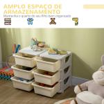 Organizador de Brinquedos com 6 Gavetas para Crianças com Bordas Arredondadas e Pegas 75x37x56,5 cm Creme e Cinza