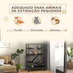 Gaiola para Roedores 80x52x128 cm Casa de 4 Alturas com Rampas Suspensa Rede Bandeja Removível Rodas Cinza Escuro