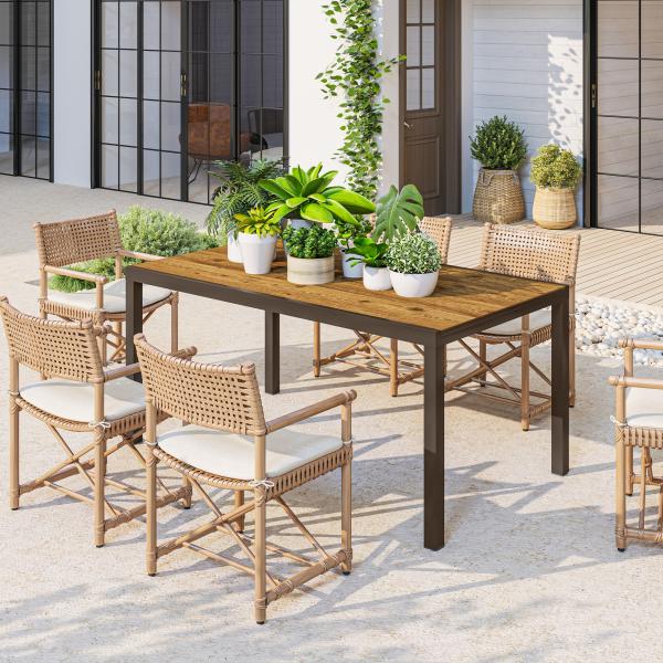Mesa de Jantar Exterior Extensível de 160 - 240 cm para 6 - 8 Pessoas Mesa de Jardim Retangular para Terraço Castanho
