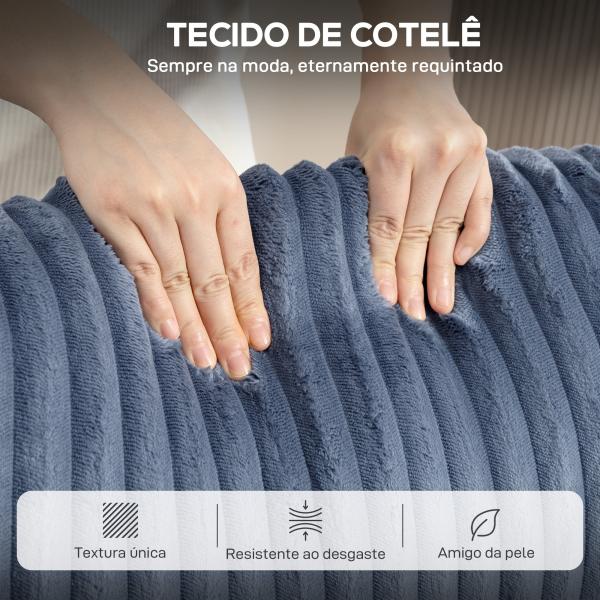 Poltrona Relax Reclinável Manual Estofada em Veludo com Apoio para Pés 73x86x100 cm Azul Escuro