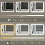 Espelho LED para Casa de Banho 90x70 cm com Bluetooth, 3 Tons de Luz, Antiembaciamento, Memória e IP44