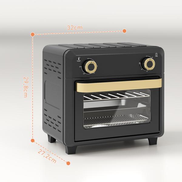 Forno com Air Fryer 10 L com 2 Botões, Convecção 360°, até 230 °C, Temporizador 60 Min, Tabuleiro e Cesto