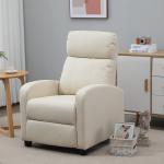 Poltrona de Massagem Reclinável com 2 Zonas de Massagem 8 Programas e 5 Níveis de Intensidade 68x88x98 cm Creme