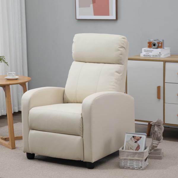 Poltrona de Massagem Reclinável com 2 Zonas de Massagem 8 Programas e 5 Níveis de Intensidade 68x88x98 cm Creme