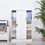 Armário de Escritório com 2 Portas Deslizantes e 3 Prateleiras 80x40x120 cm Branco