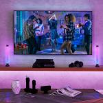 Conjunto de 2 Candeeiros de Mesa LED com Controlo Remoto App Bluetooth Sincronização com Música 6x6x32,5 cm Branco