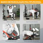 Banco de Musculação Multifuncional Banco de Pesos com Encosto Reclinável e Suporte de Barras Ajustável 180x110x126 cm Preto