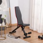 Banco de Musculação Dobrável com Extensão de Perna e Banda de Resistência 130x34x48 - 109 cm Preto