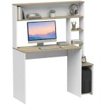 Secretária para Computador com Estantes e Suporte para CPU 114x45x138 cm Branco e Natural