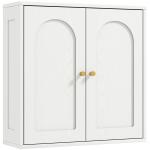 Armário de Casa de Banho de Parede Móvel de Casa de Banho Suspenso com Prateleiras 2 Portas com Desenho em Arco 60x20x60 cm Branco