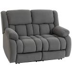 Sofá Reclinável Manual de 2 Lugares Ajuste Separado Revestimento em Veludo Apoio para os Pés Ajustável 145x100x102 cm Cinzento