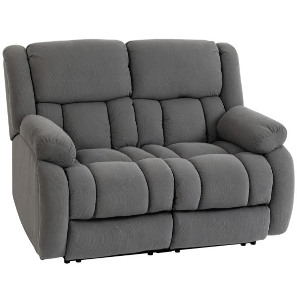 Sofá Reclinável Manual de 2 Lugares Ajuste Separado Revestimento em Veludo Apoio para os Pés Ajustável 145x100x102 cm Cinzento