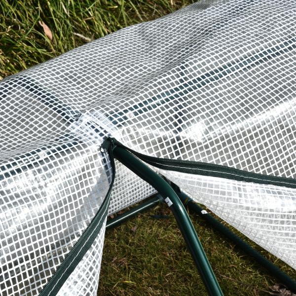 Estufa de Jardim Terraço 100x70x60cm Estufa Pequena com Zíper pra Cultivos de Plantas Flores Estrutura de Aço Cobertura PE Branco