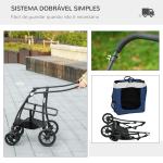 Carrinho para Animais de Estimação Carrinho para Cães Dobrável com Compartimento Desmontável 4 Portas 81x58x97,5 cm Azul