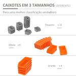 Prateleira de Parede Organizador de Ferramentas com 28 Caixas Empilháveis ​​e Ganchos 95,5x22,5x53,5 cm Cinza e Laranja