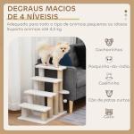 Escada para Gatos de 4 Níveis Coberta de Pelúcia Suave Poste de Juta Bola Pendurada Arranhador para Gatos 60x40x64 cm Branco