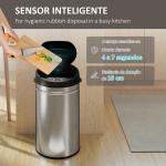 Balde de Lixo de Cozinha Automático 30 L em Aço Inoxidável Sensor Infravermelhos Fecho Automático 32x30,5x51 cm Prata