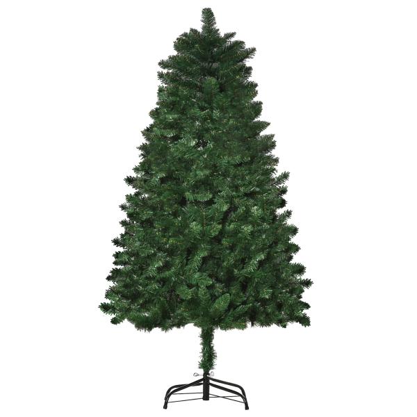 Árvore de Natal Artificial 150cm Ignífuga com 454 Ramas com 2 Tipos de Pontas de PVC e Base de Aço Decoração de Natal para Interiores Verde