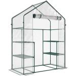 Estufa de Jardim com 4 Prateleiras Porta com Fecho de Correr para Cultivo de Plantas Flores Vegetais 142x73x195 cm Verde