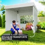 Tenda Dobrável Pop - Up 248x248x270 cm com 4 Paredes Laterais Anti - UV Altura Ajustável e Bolsa de Transporte Branco