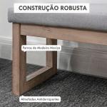Pousa - pés para Sala de Estar, Banco Baixo Estofado em Linho Sintético com Estrutura de Madeira, Cinzento