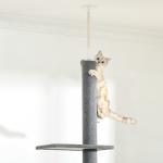 Arranhador para Gatos do Chão ao Teto com Altura Ajustável, 4 Plataformas e Poste 43x27x228 - 260 cm Cinzento
