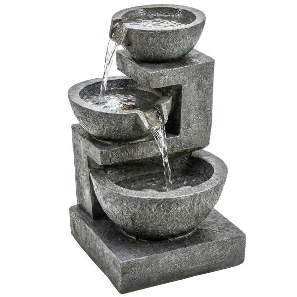 Fonte de Jardim com Iluminação LED e Bomba Cascata Decorativa de 3 Níveis 40x37x61 cm Multicolor